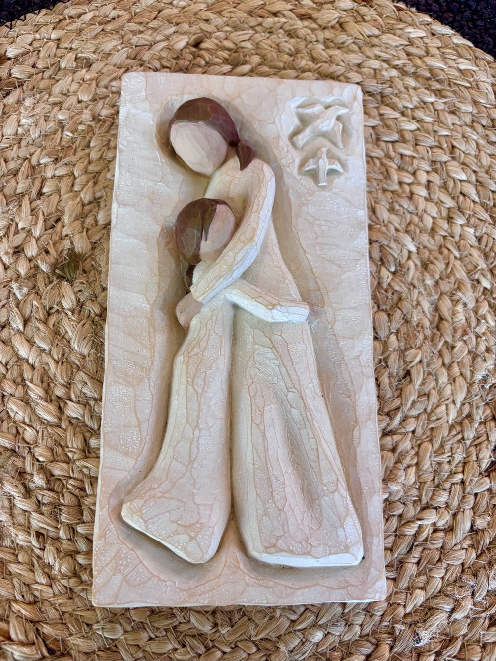 Willow Tree Cream and Brown Mother & Child Wall Plaque